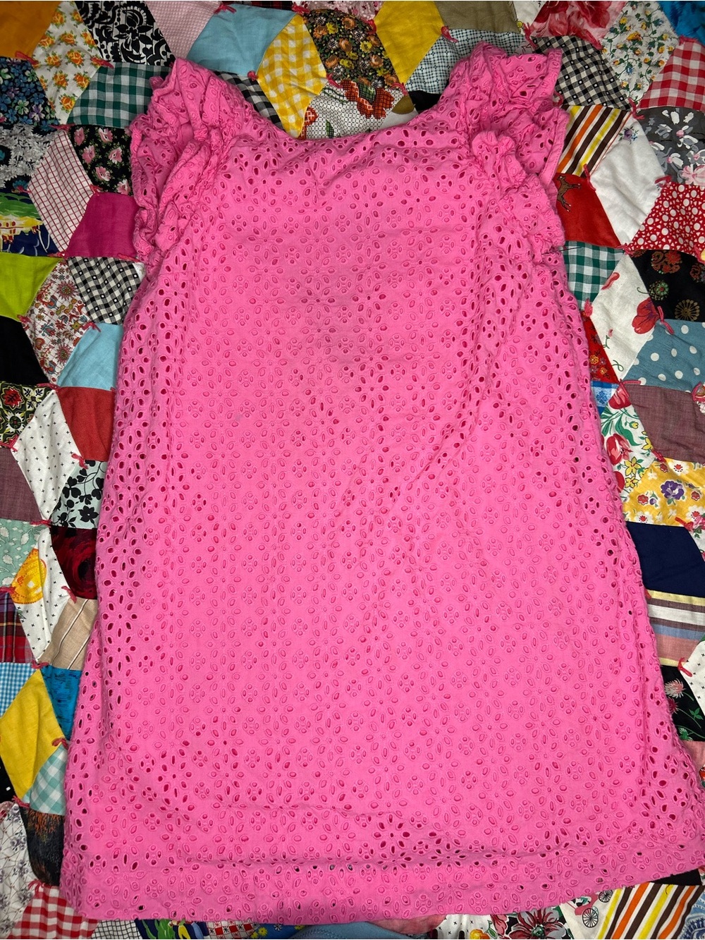 Polo by Ralph Lauren Pink Eyelet Mini Skirt with Ruffle Shoulders